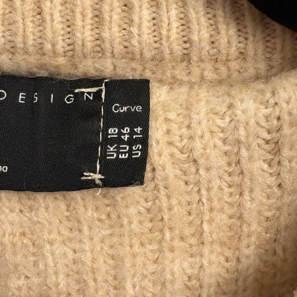 Women’s ASOS Curve Cream Round Neck Long Sleeve Sweater Size 14 - Picture 4 of 5